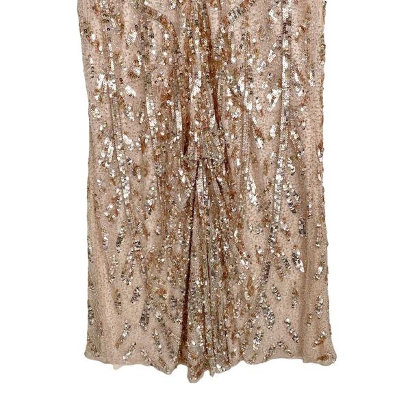 MAC DUGGAL Vintage Blush Rose Gold Sequined Evening Formal Gown - Picture 7 of 16